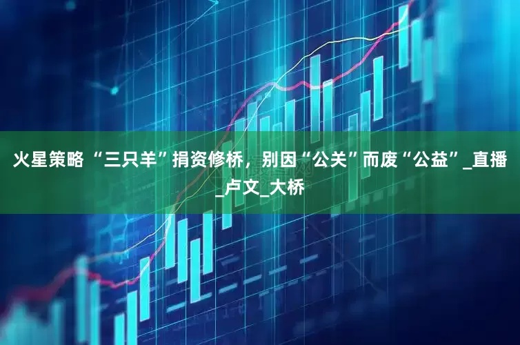 火星策略 “三只羊”捐资修桥，别因“公关”而废“公益”_直播_卢文_大桥